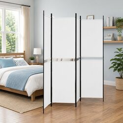 Concise 4-Panel Room Divider in White