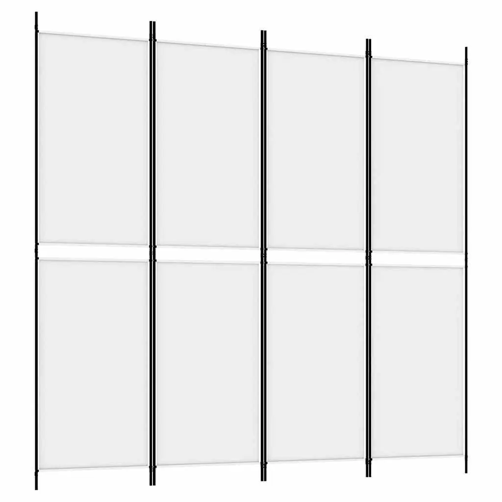 4-Panel Room Divider White 200 x 200 cm Foldable Fabric Privacy Separator