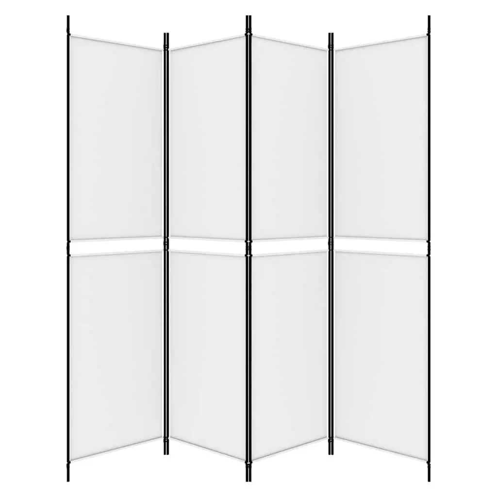 4-Panel Room Divider White 200 x 200 cm Foldable Fabric Privacy Separator