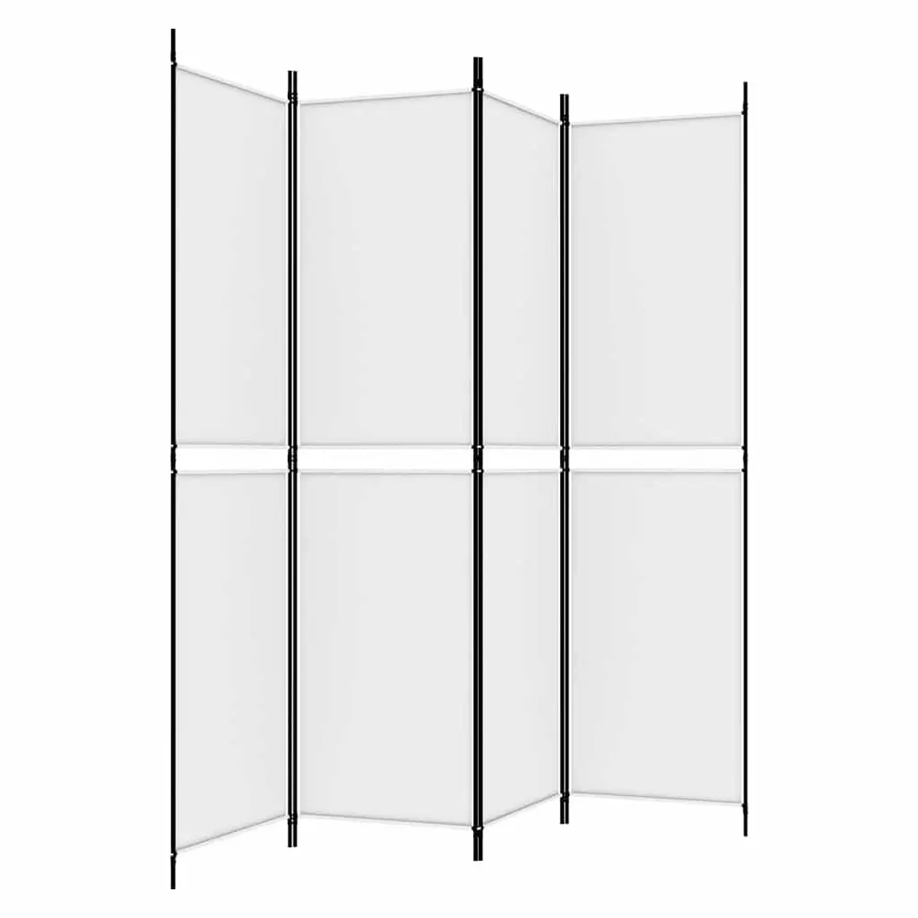4-Panel Room Divider White 200 x 200 cm Foldable Fabric Privacy Separator