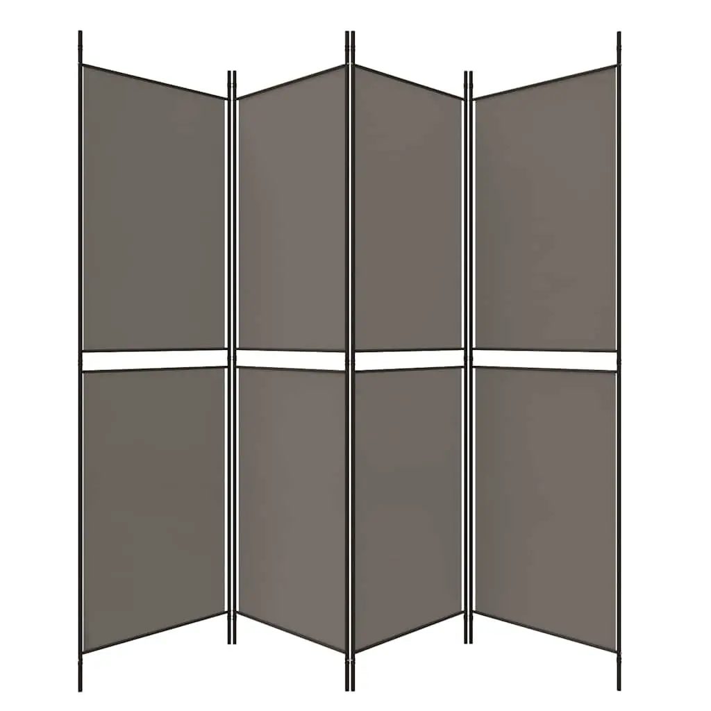 4-Panel Room Divider Screen Anthracite Foldable Fabric Privacy Partition