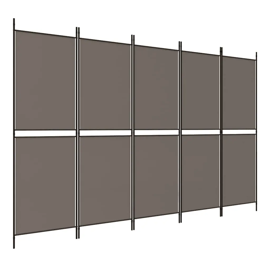 5-Panel Room Divider Anthracite Fabric Folding Partition Privacy Screen