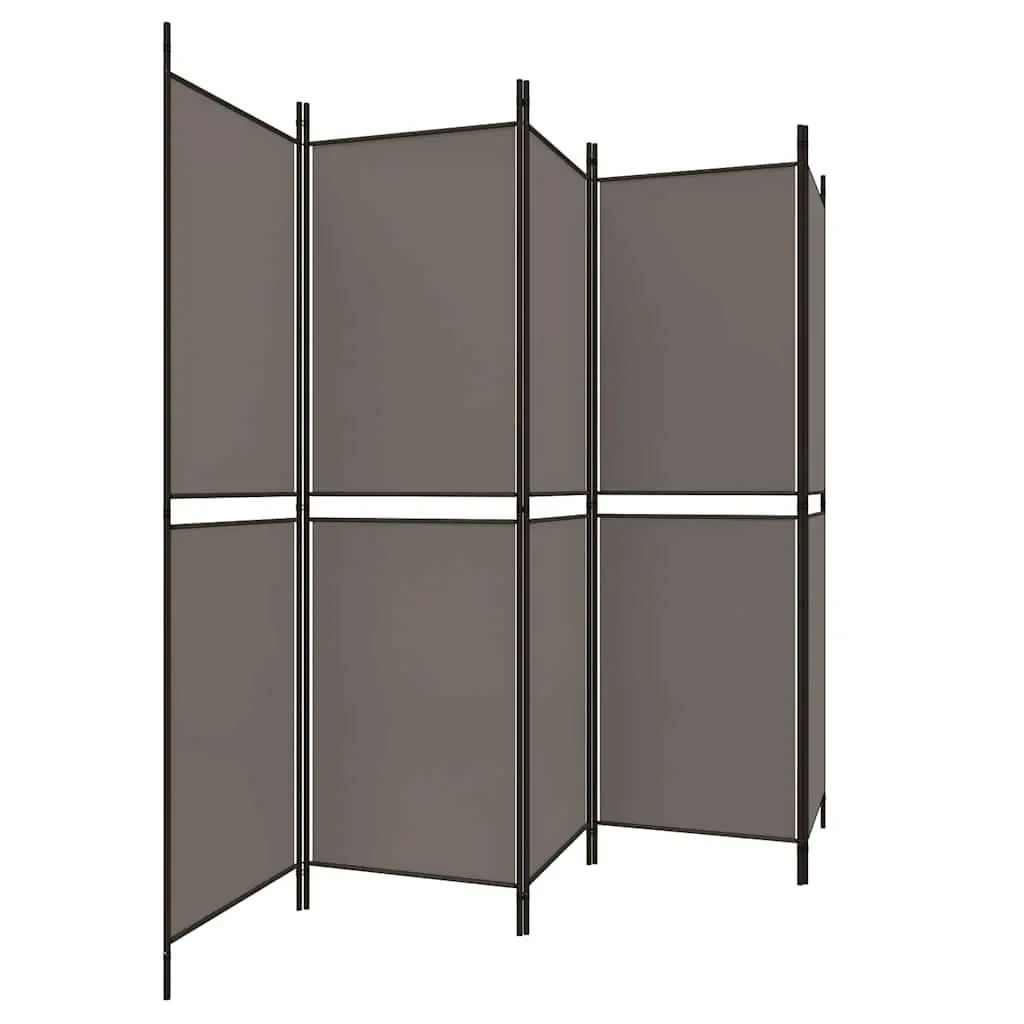 5-Panel Room Divider Anthracite Fabric Folding Partition Privacy Screen