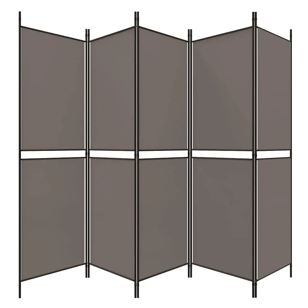 5-Panel Room Divider Anthracite Fabric Folding Partition Privacy Screen