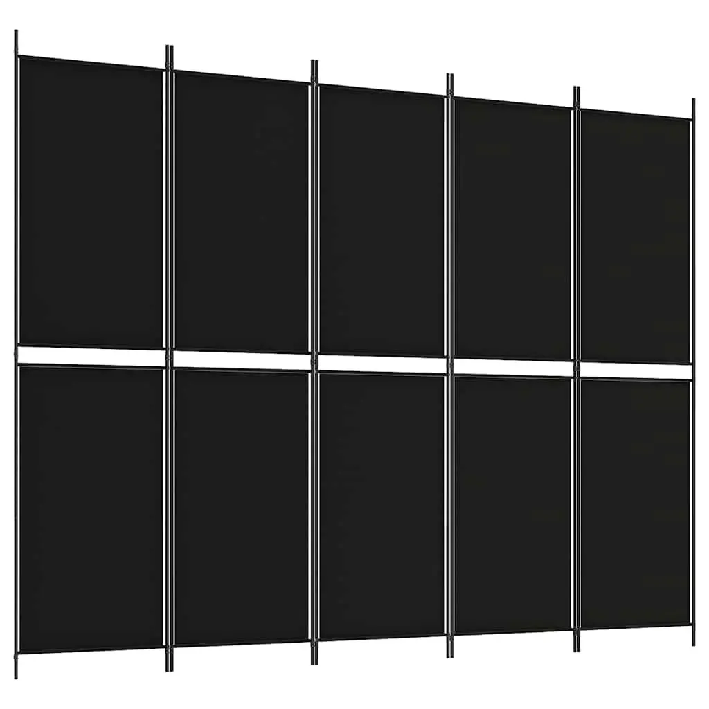 5-Panel Room Divider Screen Black 250x200 cm Foldable Privacy Partition