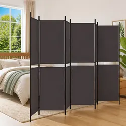 Compact 6-Panel Room Divider 300x200cm in Brown