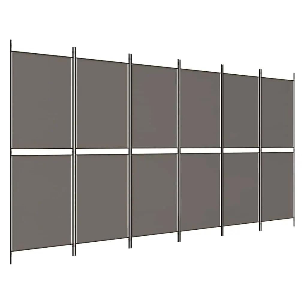 Room Divider Screen Anthracite 6 Panel Folding Fabric Privacy Screen