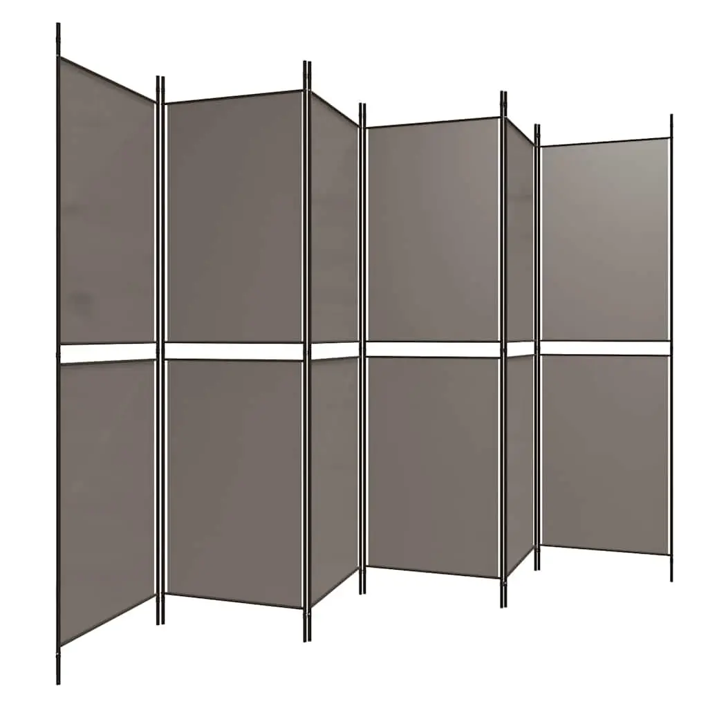 Room Divider Screen Anthracite 6 Panel Folding Fabric Privacy Screen