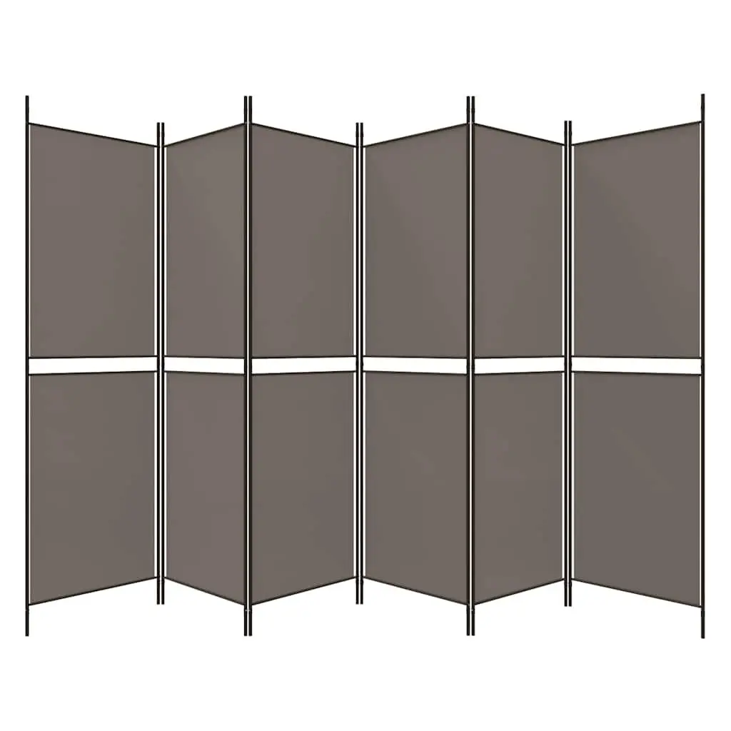 Room Divider Screen Anthracite 6 Panel Folding Fabric Privacy Screen