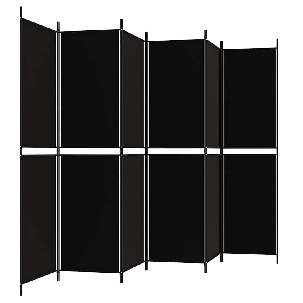 6-Panel Room Divider Screen Black Foldable Privacy Partition