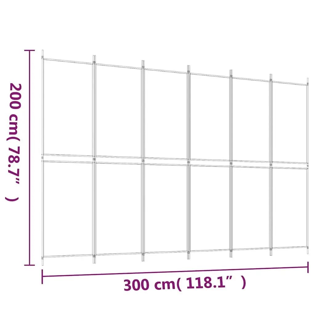 6-Panel Room Divider Screen Black Foldable Privacy Partition