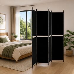 Compact and Stylish 4-Panel Black Room Divider
