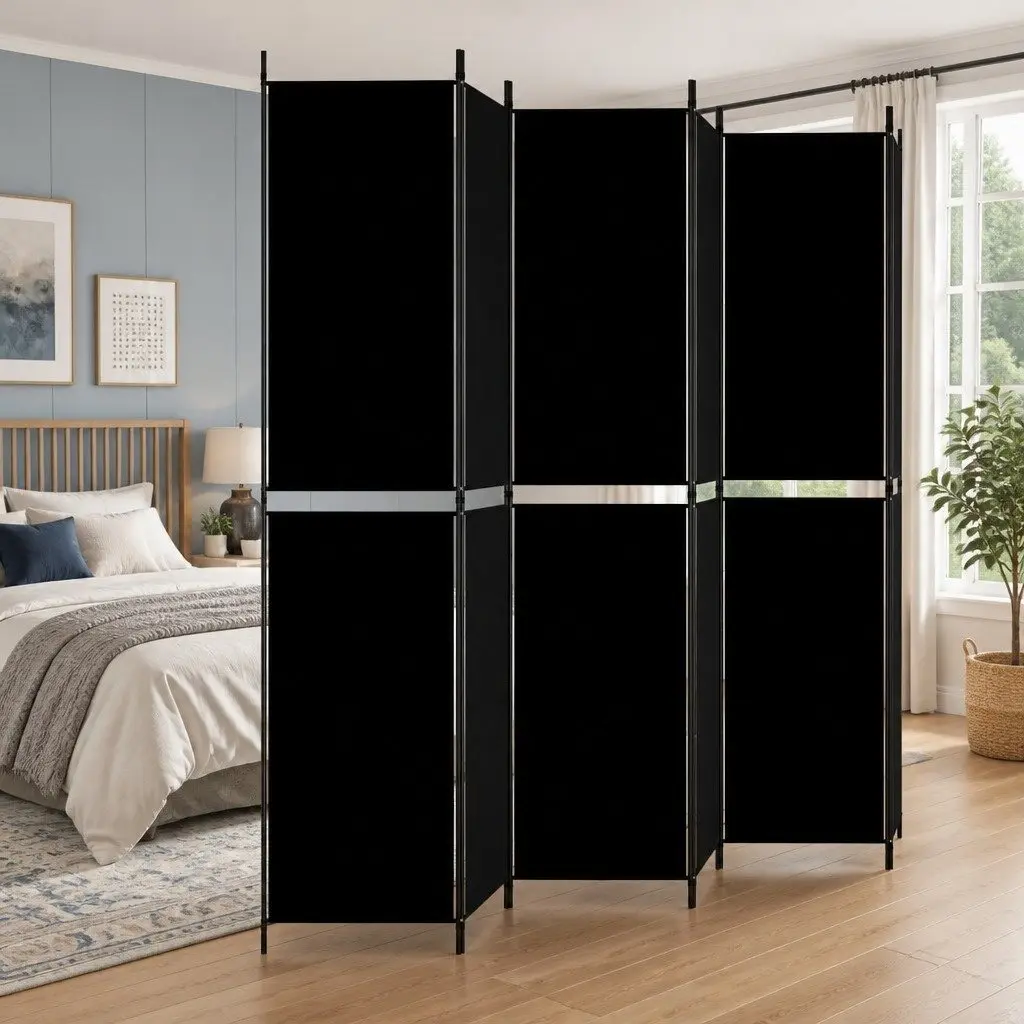 Room Divider Screen Black 300x220 cm Foldable Privacy Partition Fabric