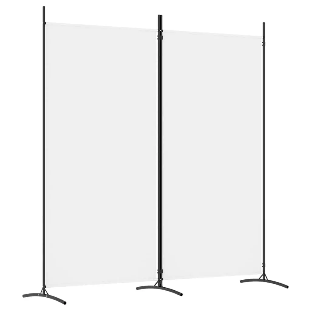 2-Panel Room Divider White Foldable Privacy Screen Portable Fabric Partition