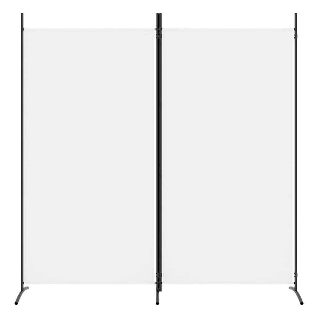 2-Panel Room Divider White Foldable Privacy Screen Portable Fabric Partition