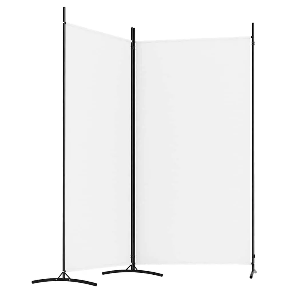 2-Panel Room Divider White Foldable Privacy Screen Portable Fabric Partition