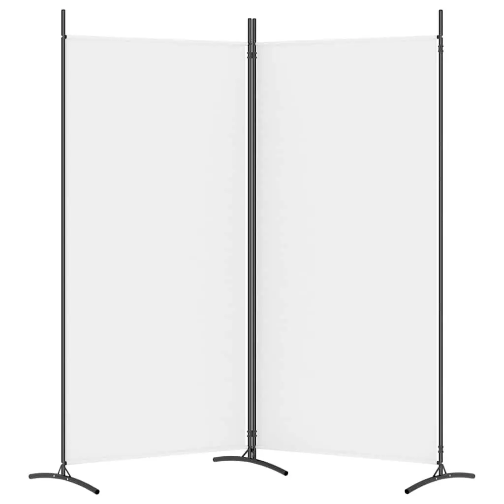 2-Panel Room Divider White Foldable Privacy Screen Portable Fabric Partition