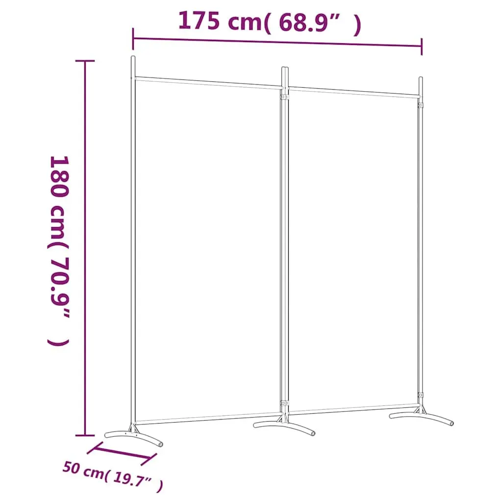 2-Panel Room Divider White Foldable Privacy Screen Portable Fabric Partition