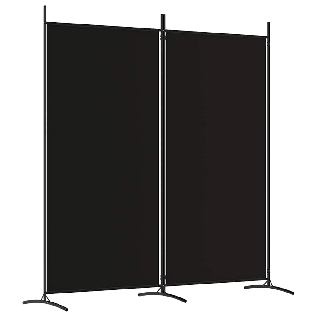 2-Panel Room Divider Black Fabric 175x180cm Foldable Privacy Partition