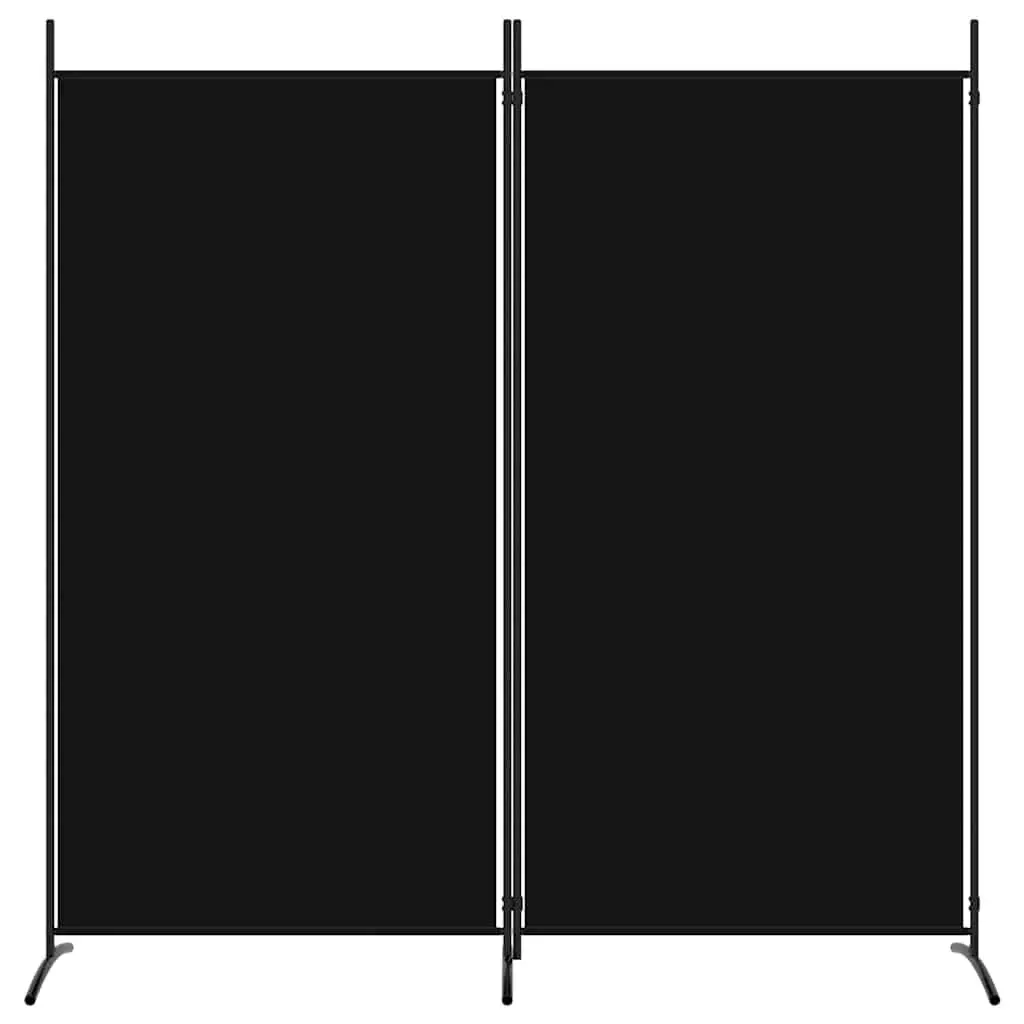 2-Panel Room Divider Black Fabric 175x180cm Foldable Privacy Partition