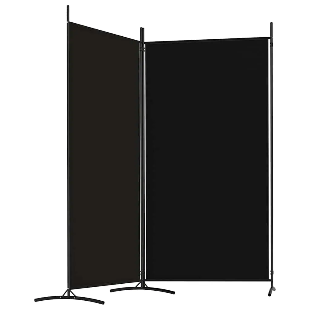 2-Panel Room Divider Black Fabric 175x180cm Foldable Privacy Partition