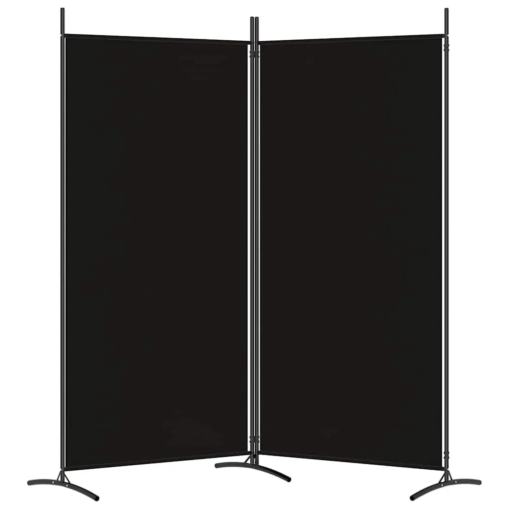 2-Panel Room Divider Black Fabric 175x180cm Foldable Privacy Partition