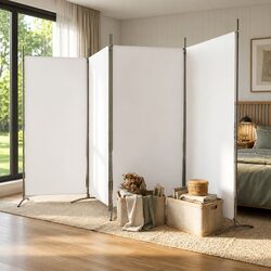 Concise 4-Panel Room Divider: White Folding Screen