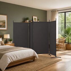 Concise Brown 4-Panel Foldable Room Divider 346x180 cm