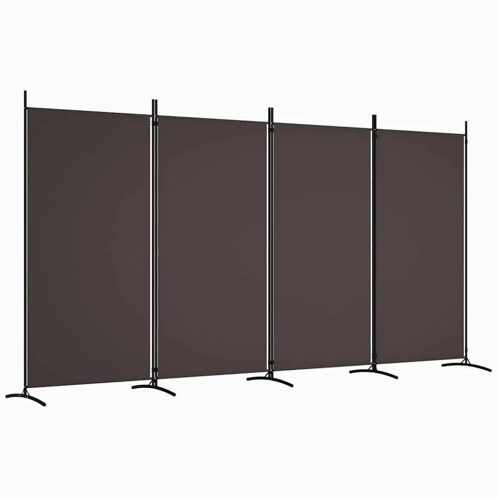 4-Panel Room Divider Brown Foldable Fabric Privacy Screen 346x180 cm Partition