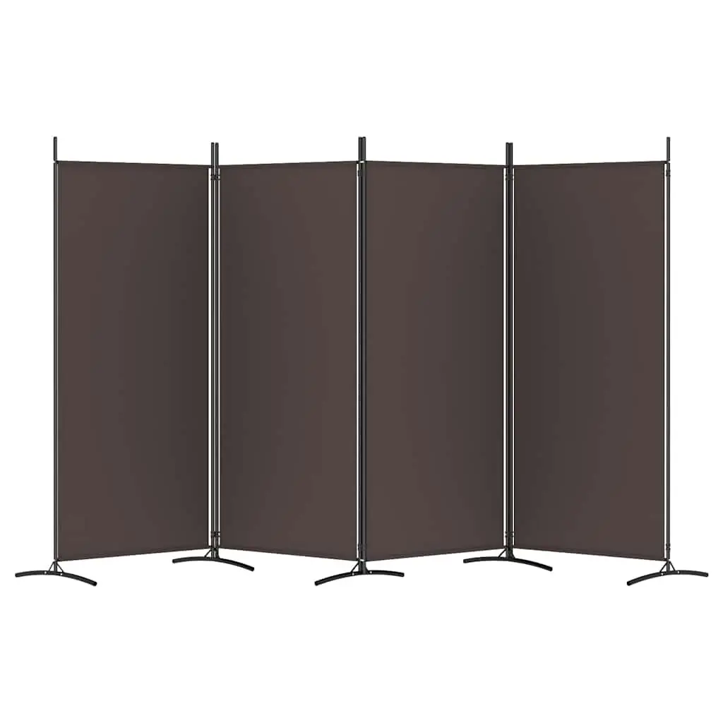 4-Panel Room Divider Brown Foldable Fabric Privacy Screen 346x180 cm Partition