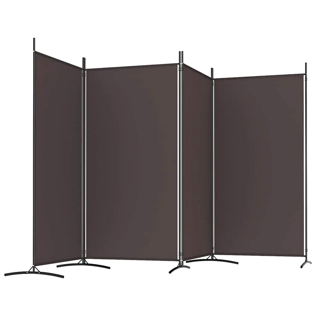 4-Panel Room Divider Brown Foldable Fabric Privacy Screen 346x180 cm Partition