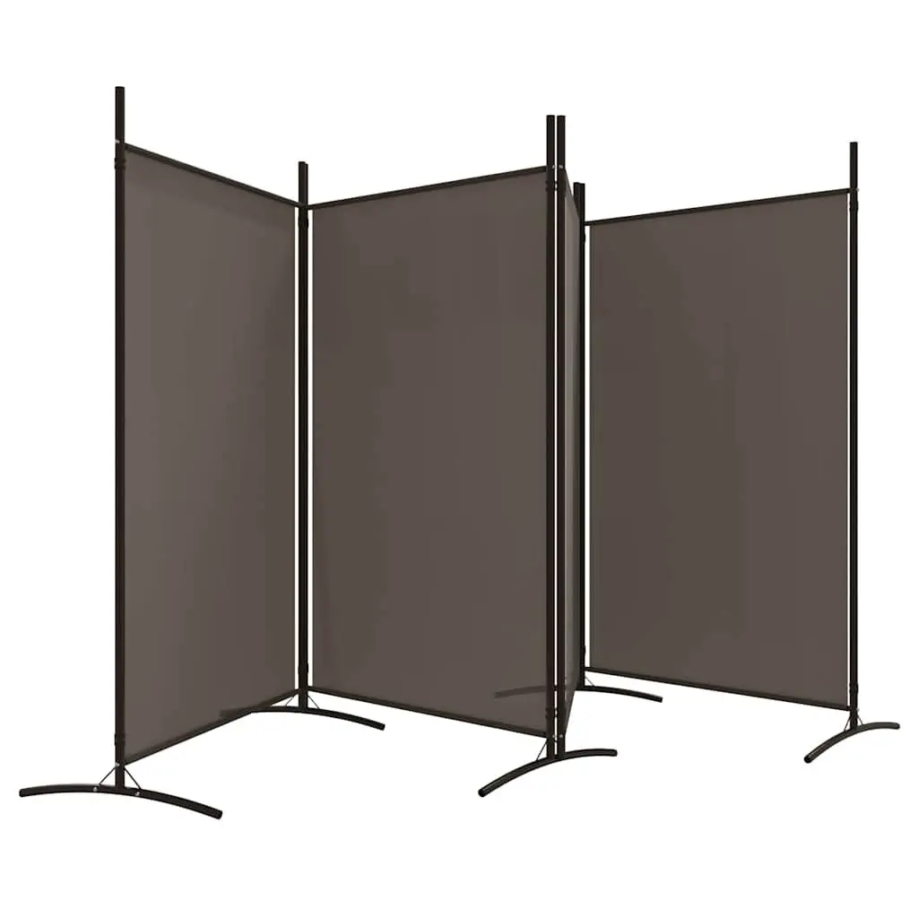 4-Panel Room Divider Anthracite Fabric Foldable Privacy Screen