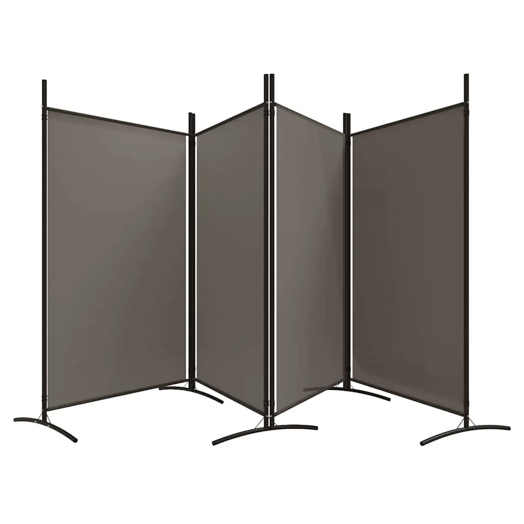 4-Panel Room Divider Anthracite Fabric Foldable Privacy Screen