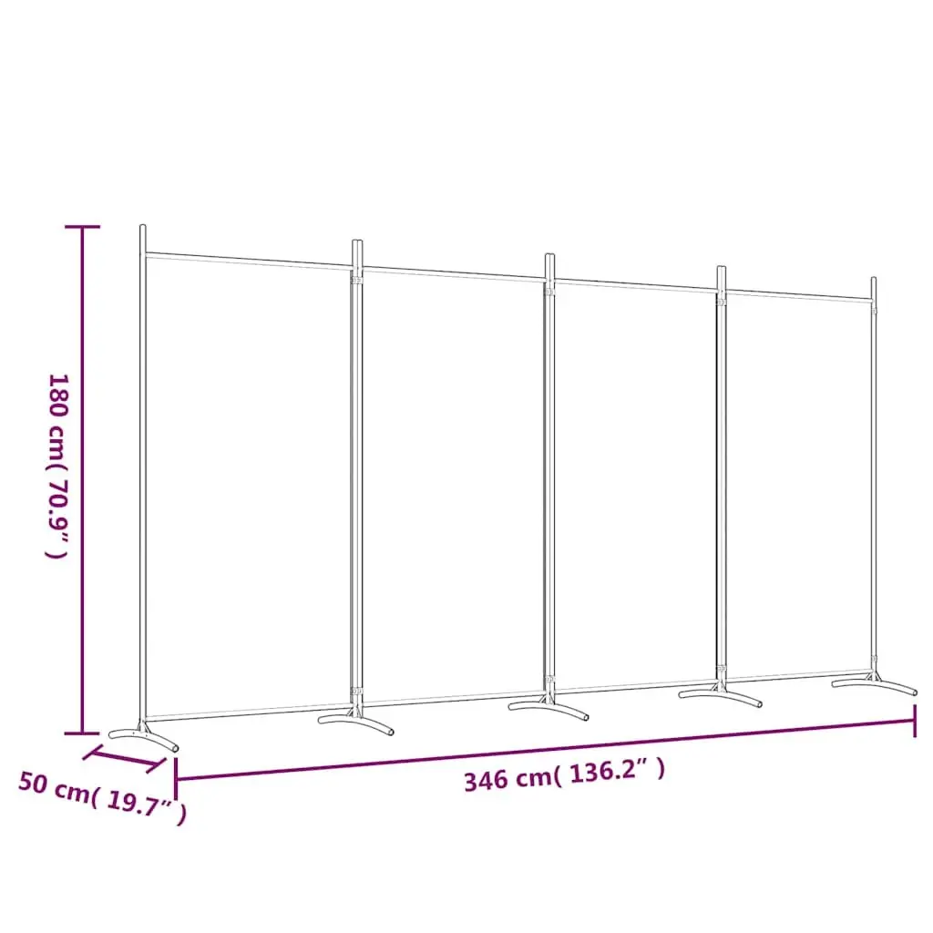 4-Panel Room Divider Anthracite Fabric Foldable Privacy Screen