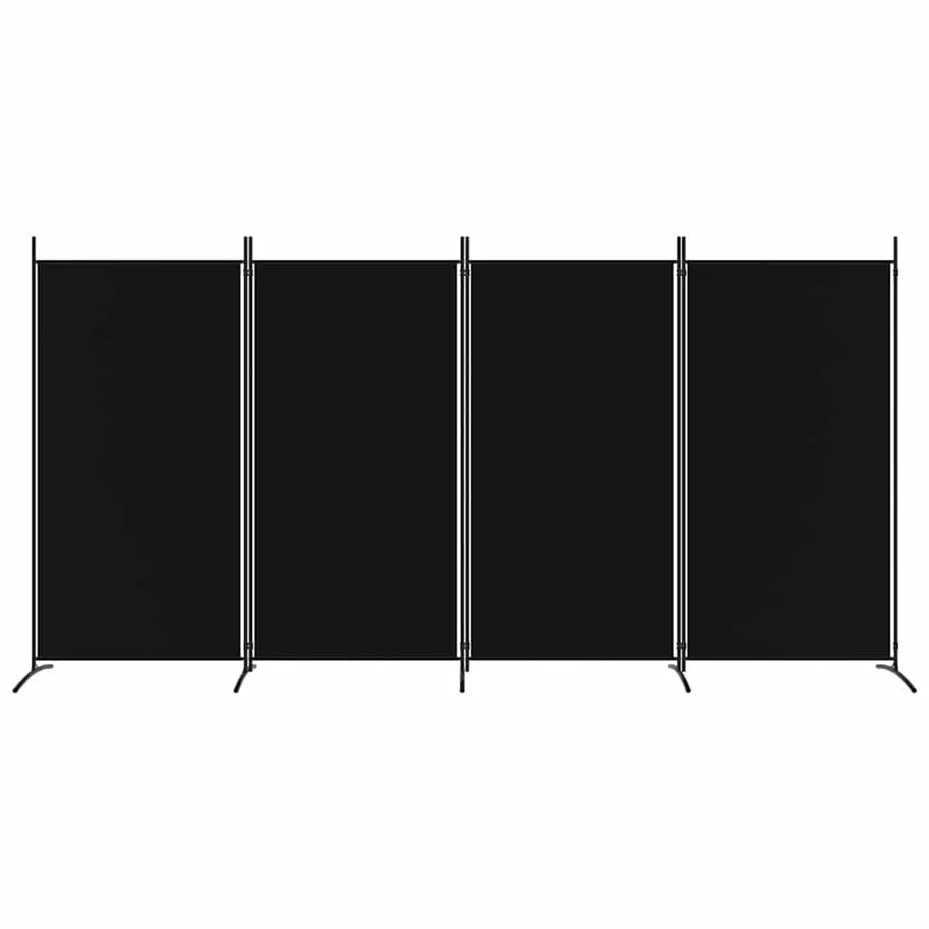4-Panel Room Divider Foldable Privacy Screen Partition Black Fabric 346x180cm
