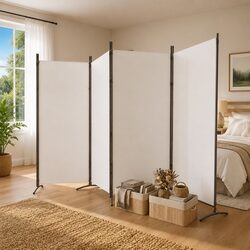 Room Divider 5-Panel Folding Screen White 433x180cm Privacy Partition