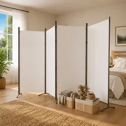 Compact 5-Panel Folding Screen in White 433x180cm