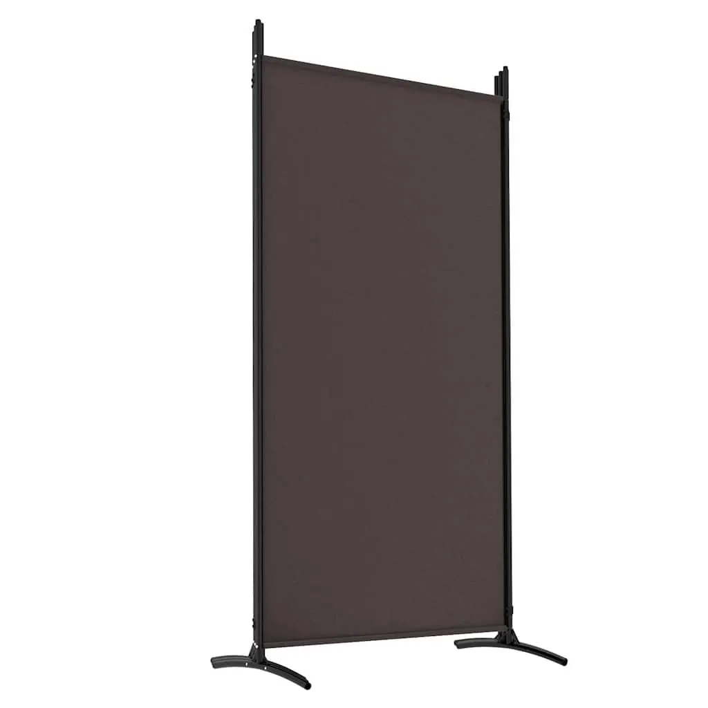 5-Panel Room Divider Brown Fabric Foldable Privacy Partition