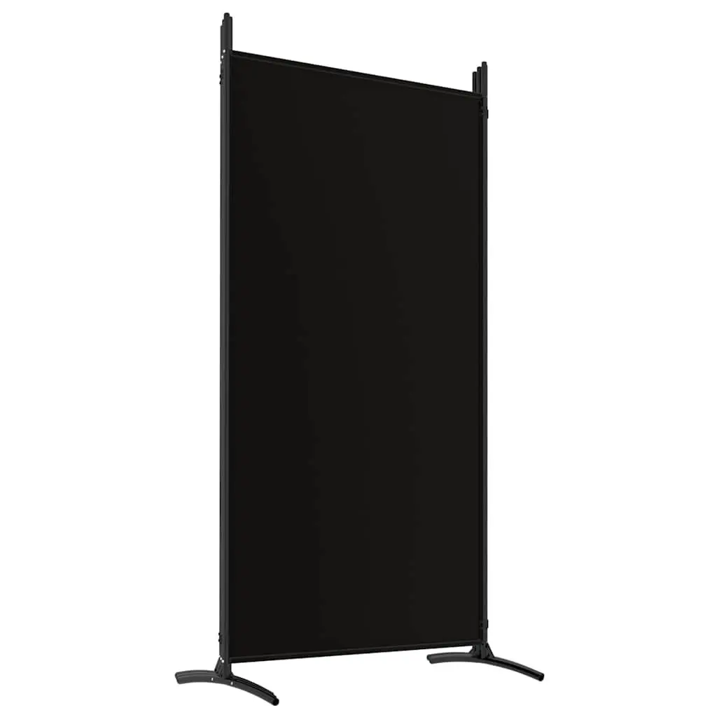 5-Panel Room Divider Black Fabric Folding Privacy Partition