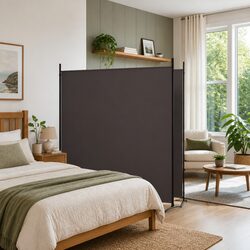 Compact and Stylish 2-Panel Brown Room Divider