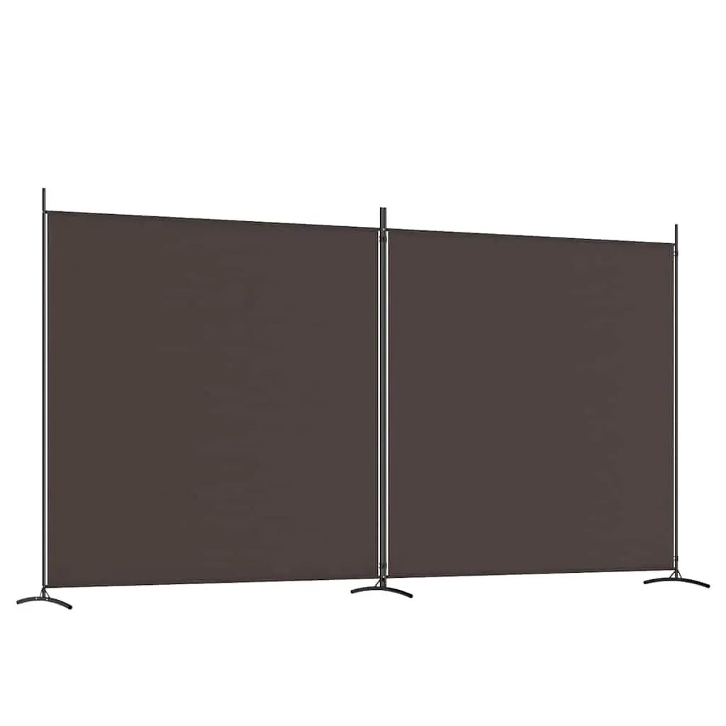 2-Panel Room Divider Brown Fabric Foldable Privacy Separator