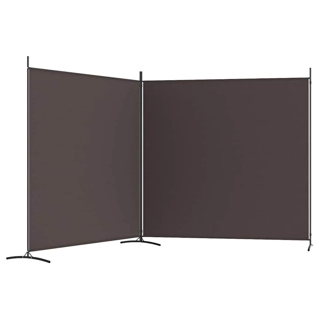 2-Panel Room Divider Brown Fabric Foldable Privacy Separator