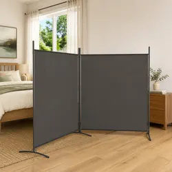 Compact 2-Panel Room Divider for Easy Use - Anthracite Color