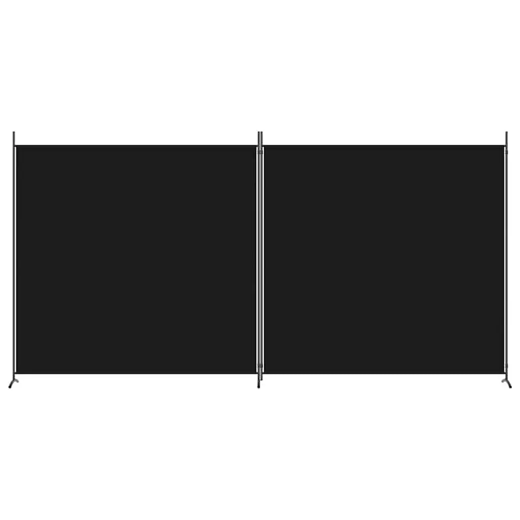 2-Panel Room Divider Screen Black Foldable Privacy Breathable Fabric