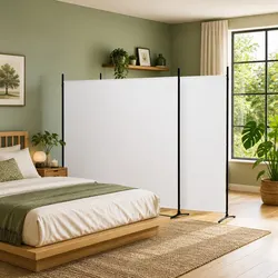 Compact 3-Panel Room Divider - White Fabric Design