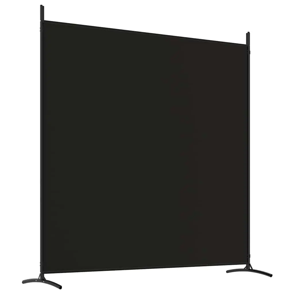 3-Panel Room Divider Black Fabric 525x180cm Foldable Privacy Partition