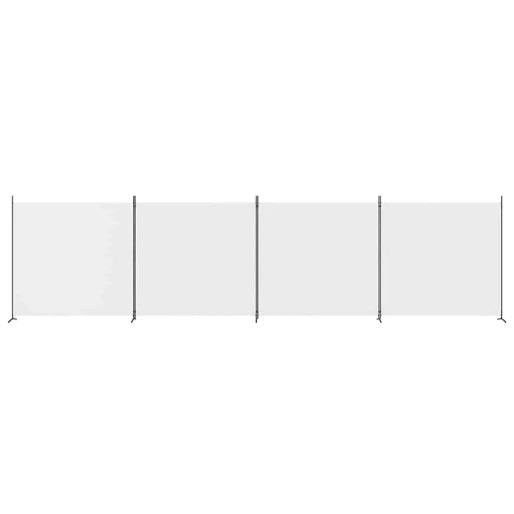 Foldable Fabric Room Divider 4-Panel White Privacy Screen Portable Partition