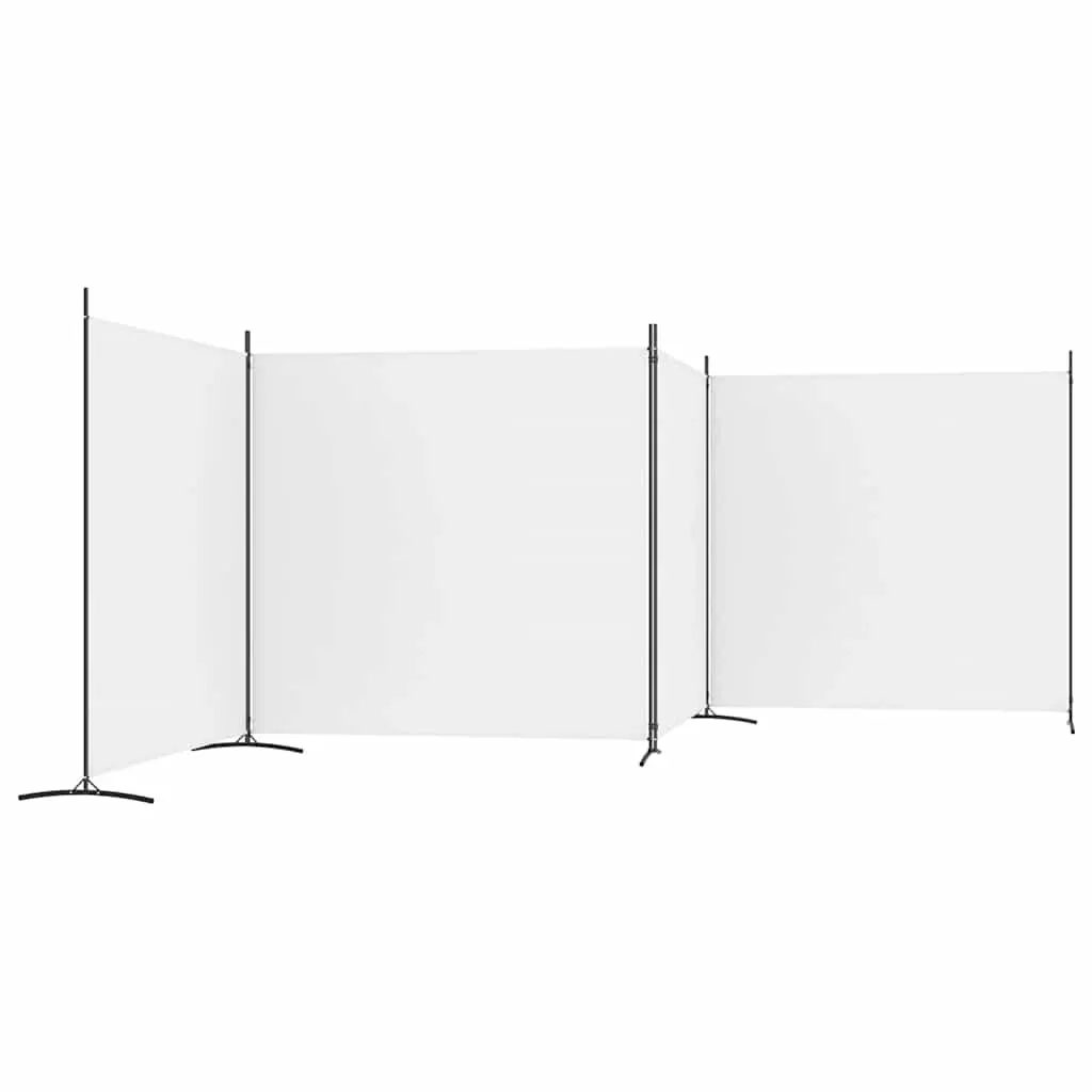 Foldable Fabric Room Divider 4-Panel White Privacy Screen Portable Partition