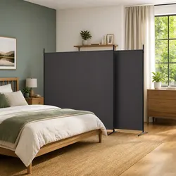Brown Fabric Room Divider - 4 Panels for Easy Setup