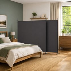 Brown Fabric Room Divider - 4 Panels for Easy Setup